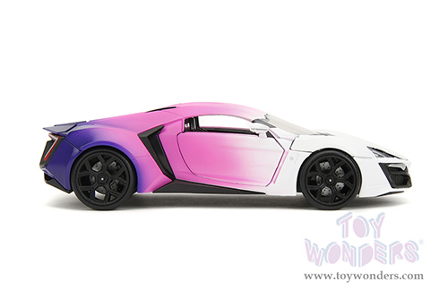 Jada Toys Pink Slips - Lycan Hypersport with Display Base (1/24 scale diecast model car, White/w Pink-Blue Gradient) 35058