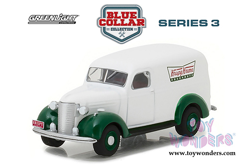 Greenlight - Blue Collar Collection Series 3 | Chevrolet&reg; Panel Truck Krispy Kreme Doughnuts (1939, 1/64 scale diecast model car, White/Green) 35080B/48