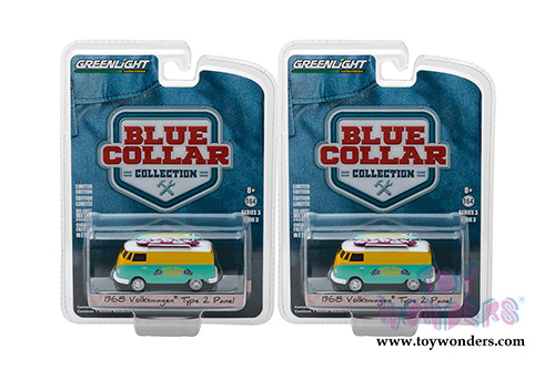 Greenlight - Blue Collar Collection Series 3 | Volkswagen Type 2 Panel Van North Shore Surfboard Repair Company (1968, 1/64 scale diecast model car, Yellow/Green) 35080C/48