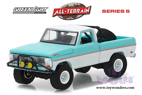 Greenlight - All Terrain Series 6 | Ford F-100 Pickup Truck (1969, 1/64 scale diecast model car, Turquoise/White) 35090A/48
