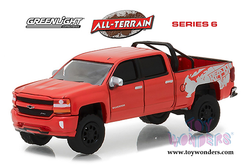 Greenlight - All Terrain Series 6 | Chevrolet&reg; Silverado&trade; 1500 pick Up Truck (2018, 1/64 scale diecast model car, Red) 35090F/48