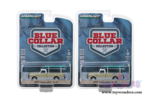 Greenlight - Blue Collar Collection Series 4 | Chevrolet&reg; C-10 Pickup Truck with Ladder Rack (1970, 1/64 scale diecast model car, Cream) 35100B/48