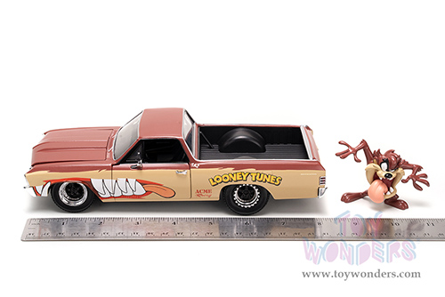 Jada Toys Hollywood Rides | Looney Tunes™ Chevrolet® El Camino with Tasmanian Devil Diecast Figure (1967, 1/24, diecast model car, Brown/Beige) 35130/4
