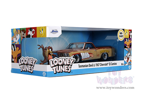 Jada Toys Hollywood Rides | Looney Tunes™ Chevrolet® El Camino with Tasmanian Devil Diecast Figure (1967, 1/24, diecast model car, Brown/Beige) 35130/4