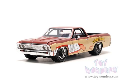 Jada Toys Hollywood Rides | Looney Tunes™ Chevrolet® El Camino with Tasmanian Devil Diecast Figure (1967, 1/24, diecast model car, Brown/Beige) 35130/4