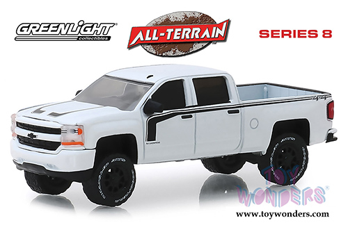 Greenlight - All Terrain Series 8 | Chevrolet&reg; Silverado&trade; Rally 2 Pickup Truck (2017, 1/64 scale diecast model car, White) 35130E/48