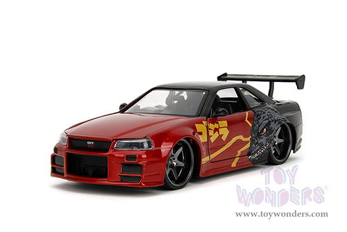 Jada Toys - Hollywood Rides | Nissan Skyline GT-R (34) RHD "Godzilla vs. Destoroyah" (2002, 1/24, diecast model car, Red/Black) 35133