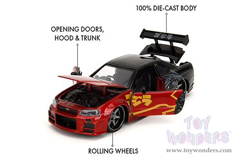 Jada Toys - Hollywood Rides | Nissan Skyline GT-R (34) RHD "Godzilla vs. Destoroyah" (2002, 1/24, diecast model car, Red/Black) 35133