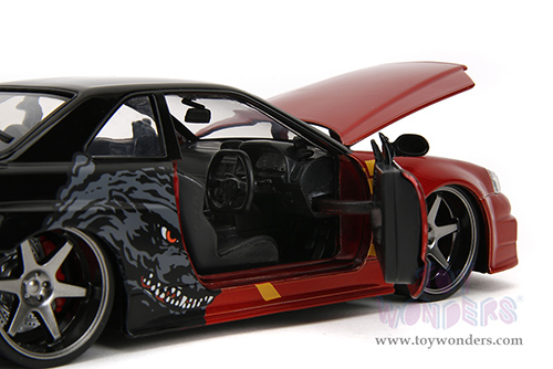 Jada Toys - Hollywood Rides | Nissan Skyline GT-R (34) RHD "Godzilla vs. Destoroyah" (2002, 1/24, diecast model car, Red/Black) 35133