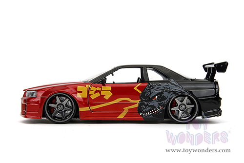 Jada Toys - Hollywood Rides | Nissan Skyline GT-R (34) RHD "Godzilla vs. Destoroyah" (2002, 1/24, diecast model car, Red/Black) 35133
