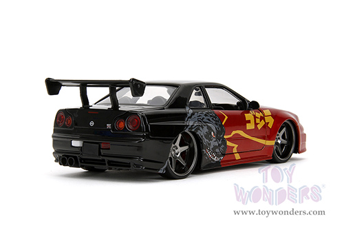 Jada Toys - Hollywood Rides | Nissan Skyline GT-R (34) RHD "Godzilla vs. Destoroyah" (2002, 1/24, diecast model car, Red/Black) 35133