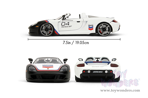 Jada Toys Hyper-Spec - Porsche Carrera GT Convertible #04 "Chevron" (2005, 1/24, diecast model car, White) 35136