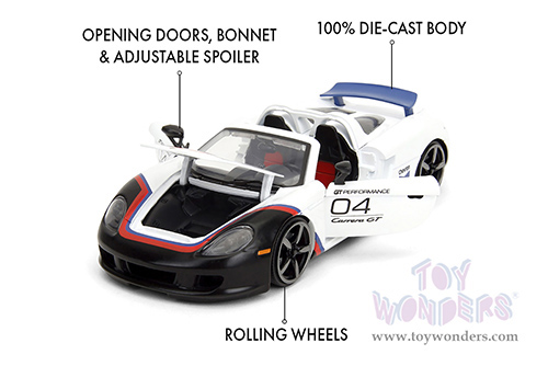 Jada Toys Hyper-Spec - Porsche Carrera GT Convertible #04 "Chevron" (2005, 1/24, diecast model car, White) 35136