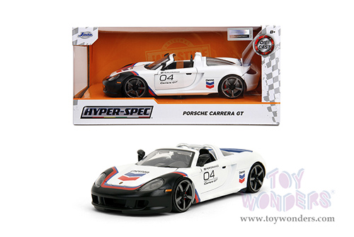 Jada Toys Hyper-Spec - Porsche Carrera GT Convertible #04 "Chevron" (2005, 1/24, diecast model car, White) 35136