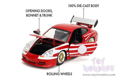 Jada Toys Hyper-Spec - Porsche Carrera 911 GT3 (996.1) (1/24, diecast model car, Red/White stripes) 35137
