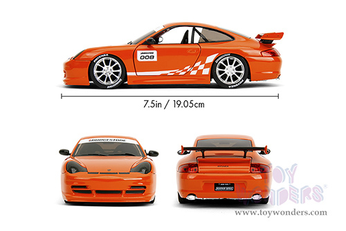 Jada Toys Hyper-Spec - Porsche Carrera 911 GT3 RS (996.2) #008 "Bridgestone" (1/24, diecast model car, Orange) 35138