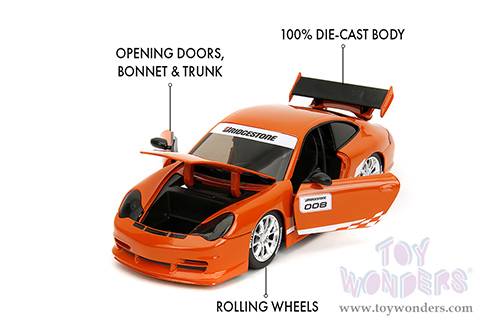 Jada Toys Hyper-Spec - Porsche Carrera 911 GT3 RS (996.2) #008 "Bridgestone" (1/24, diecast model car, Orange) 35138