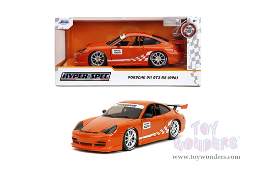 Jada Toys Hyper-Spec - Porsche Carrera 911 GT3 RS (996.2) #008 "Bridgestone" (1/24, diecast model car, Orange) 35138