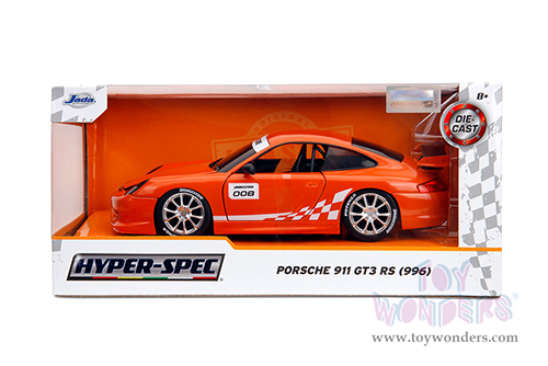 Jada Toys Hyper-Spec - Porsche Carrera 911 GT3 RS (996.2) #008 "Bridgestone" (1/24, diecast model car, Orange) 35138