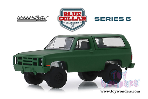 Greenlight - Blue Collar Collection Series 6 | Chevrolet&reg; K5 Blazer M1009 Commercial Utility Cargo Vehicle (CUCV) (1988, 1/64 scale diecast model car, Matte Green) 35140D/48