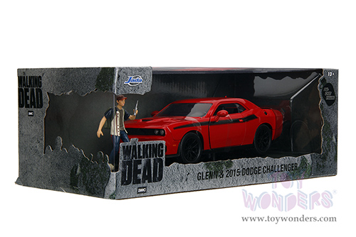 Jada Toys - Hollywood Rides | Dodge Challenger SRT with Glenn Diecast figure "The Walking Dead" (2015, 1/24 diecast model car, Red) 35185