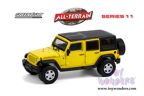 Greenlight - All Terrain Series 11 | Jeep&reg; Wrangler Unlimited Rubicon (2008, 1/64 scale diecast model car, Detonator Yellow) 35190E/48