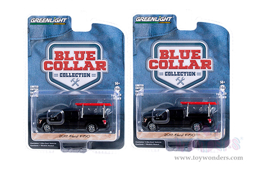 Greenlight - Blue Collar Collection Series 9 | Ford F-150 with Ladder Rack (2017, 1/64 scale diecast model car, Black) 35200F/48