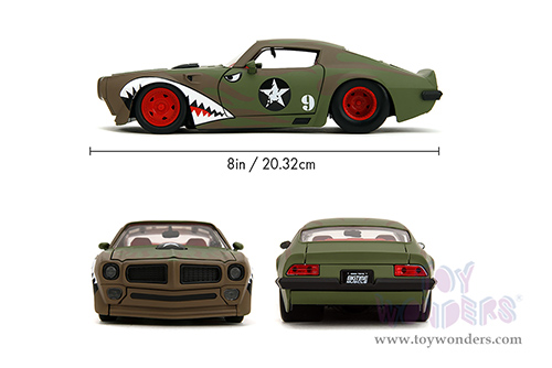 Jada Toys Bigtime Muscle - Pontiac® Firebird® #9 Hardtop (1972, 1/24 scale diecast model car, Green Camouflage/w Flames) 35212