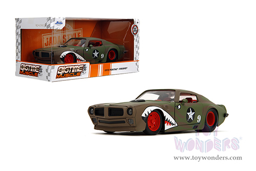 Jada Toys Bigtime Muscle - Pontiac® Firebird® #9 Hardtop (1972, 1/24 scale diecast model car, Green Camouflage/w Flames) 35212