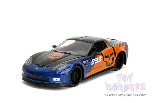 Jada Toys Bigtime Muscle - Chevrolet® Corvette® Z06 #333 "Spirit Racing" (2006, 1/24 scale diecast model car, Blue/Orange) 35213
