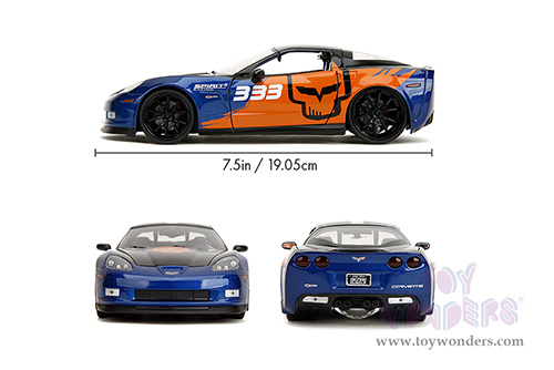 Jada Toys Bigtime Muscle - Chevrolet® Corvette® Z06 #333 "Spirit Racing" (2006, 1/24 scale diecast model car, Blue/Orange) 35213