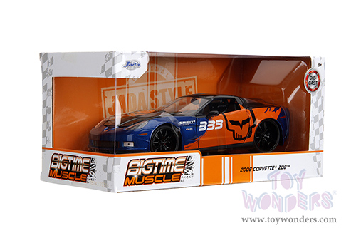 Jada Toys Bigtime Muscle - Chevrolet® Corvette® Z06 #333 "Spirit Racing" (2006, 1/24 scale diecast model car, Blue/Orange) 35213