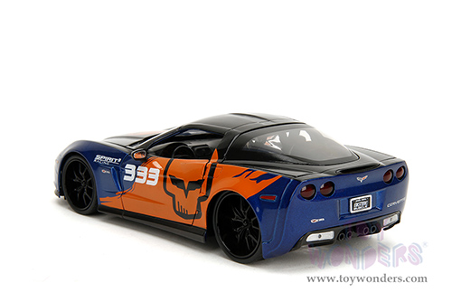 Jada Toys Bigtime Muscle - Chevrolet® Corvette® Z06 #333 "Spirit Racing" (2006, 1/24 scale diecast model car, Blue/Orange) 35213