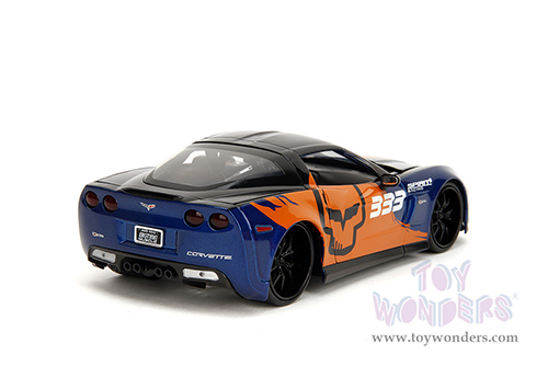 Jada Toys Bigtime Muscle - Chevrolet® Corvette® Z06 #333 "Spirit Racing" (2006, 1/24 scale diecast model car, Blue/Orange) 35213