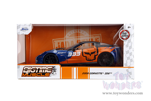 Jada Toys Bigtime Muscle - Chevrolet® Corvette® Z06 #333 "Spirit Racing" (2006, 1/24 scale diecast model car, Blue/Orange) 35213