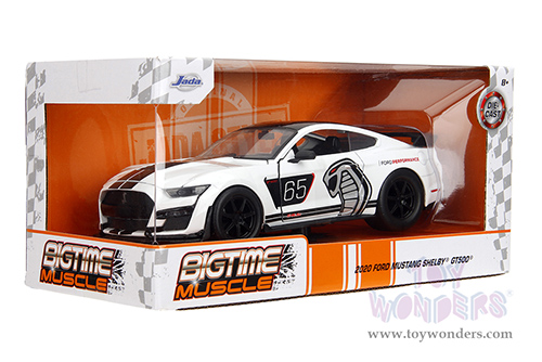 Jada Toys Bigtime Muscle - Ford Mustang Shelby® GT500® #65 (2020, 1/24 scale diecast model car, White/Black stripes) 35216