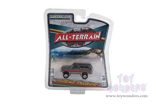 Greenlight - All Terrain Series 13 | Chevrolet&reg; K5 Blazer 1500 Lifted (1990, 1/64 scale diecast model car, Gray/Fire Red stripes) 35230D/48