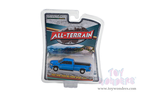 Greenlight - All Terrain Series 13 | Ram 3500 Big Horn Sport 4x4 Pickup Truck (2021, 1/64 scale diecast model car, Hydro Blue Pearl) 35230F/48