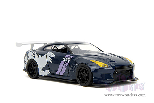 Jada Toys - Hollywood Rides | Nissan GT-R (R35) Ben Sopra "GODZILLA " (2009, 1/32 scale diecast model car, Dark Blue/White) 35295