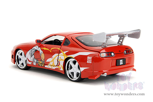 Jada Toys - Hollywood Rides | Toyota Supra with Saitama Diecast Figure "One Punch Man" (2015-2019) TV Series (1995, 1/24, diecast model car, Red) 35347