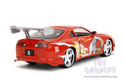 Jada Toys - Hollywood Rides | Toyota Supra with Saitama Diecast Figure "One Punch Man" (2015-2019) TV Series (1995, 1/24, diecast model car, Red) 35347