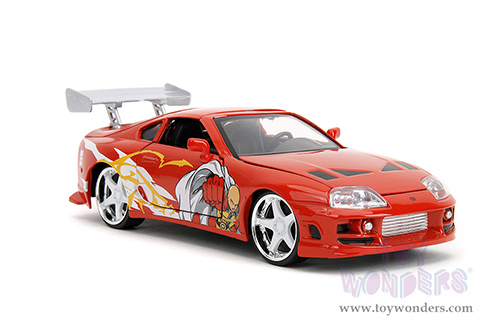 Jada Toys - Hollywood Rides | Toyota Supra with Saitama Diecast Figure "One Punch Man" (2015-2019) TV Series (1995, 1/24, diecast model car, Red) 35347