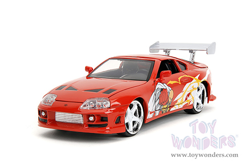Jada Toys - Hollywood Rides | Toyota Supra with Saitama Diecast Figure "One Punch Man" (2015-2019) TV Series (1995, 1/24, diecast model car, Red) 35347