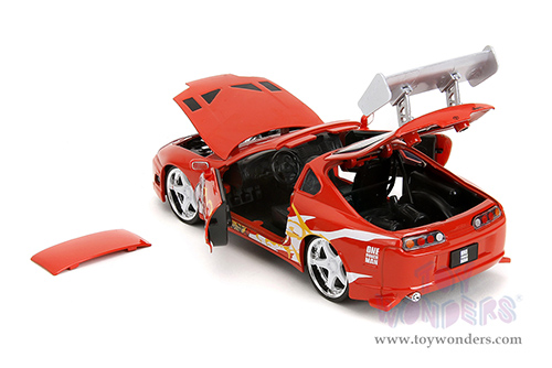 Jada Toys - Hollywood Rides | Toyota Supra with Saitama Diecast Figure "One Punch Man" (2015-2019) TV Series (1995, 1/24, diecast model car, Red) 35347