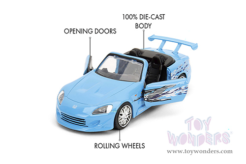Jada Toys Fast & Furious - Honda S2000 Convertible "Fast & Furious Remix - 25th Anniversary" (2001, 1/32 scale diecast model car, Blue) 35397