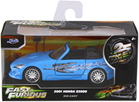 Show product details for Jada Toys Fast & Furious - Honda S2000 Convertible "Fast & Furious Remix - 25th Anniversary" (2001, 1/32 scale diecast model car, Blue) 35397