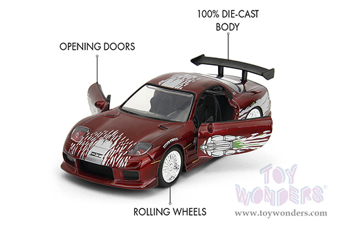 Jada Toys Fast & Furious - Dom's Mazda RX-7 (1995, 1/32 scale diecast model car, Candy Red) 35400