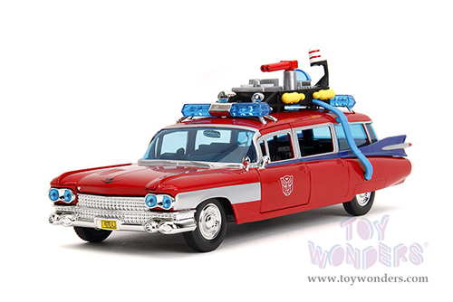 Jada Toys - Hollywood Rides | Ghostbusters™ Ecto-1™ Cadillac Ambulance TRANSFORMERS® Mash-up (1959, 1/24 scale diecast model car, Red) 35466