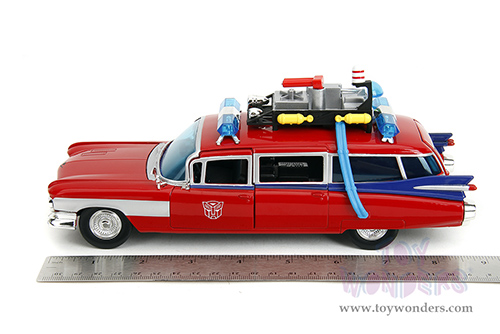 Jada Toys - Hollywood Rides | Ghostbusters™ Ecto-1™ Cadillac Ambulance TRANSFORMERS® Mash-up (1959, 1/24 scale diecast model car, Red) 35466