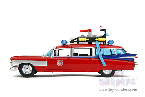 Jada Toys - Hollywood Rides | Ghostbusters™ Ecto-1™ Cadillac Ambulance TRANSFORMERS® Mash-up (1959, 1/24 scale diecast model car, Red) 35466